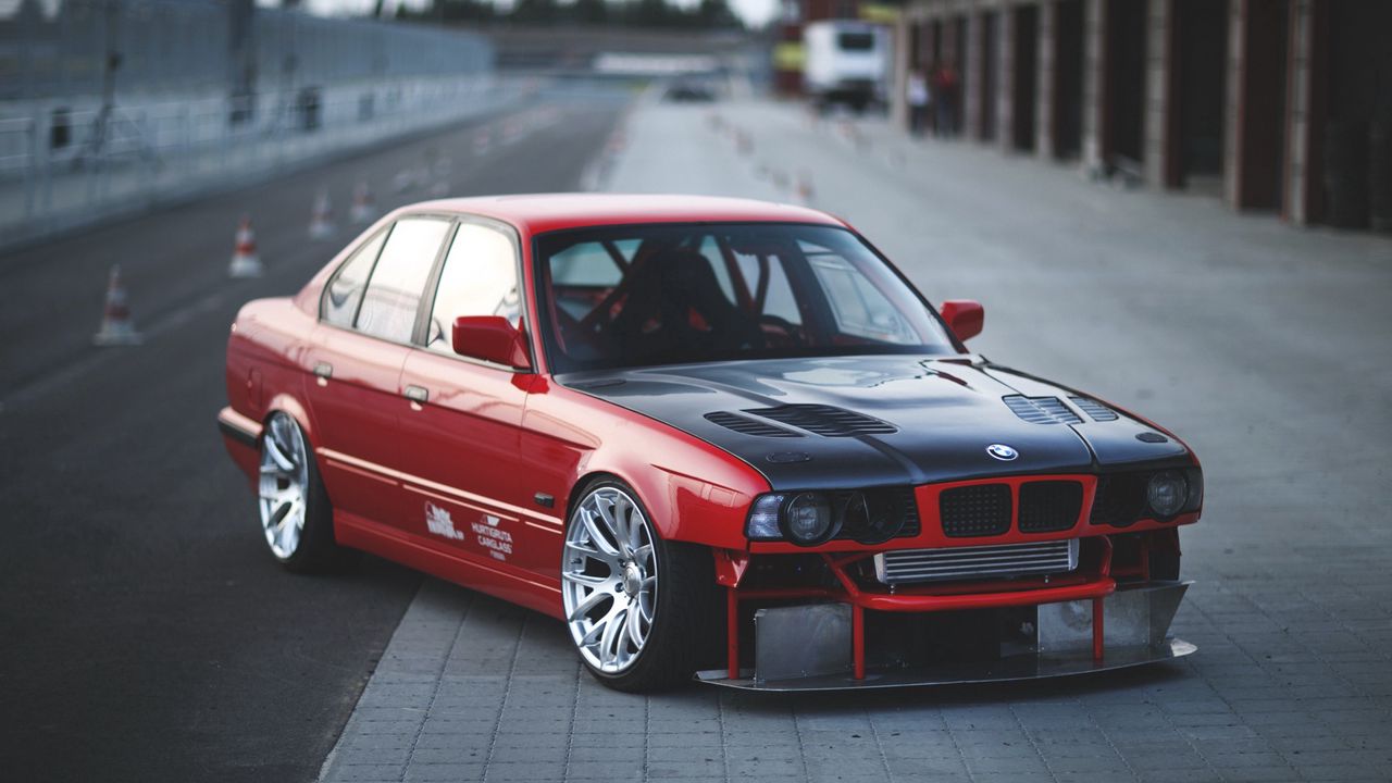 Wallpaper bmw, e34, red, cars, side view, sports