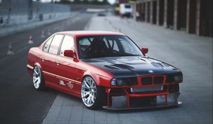 Preview wallpaper bmw, e34, red, cars, side view, sports