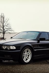 Preview wallpaper bmw, e38, 740i, car, side view, black