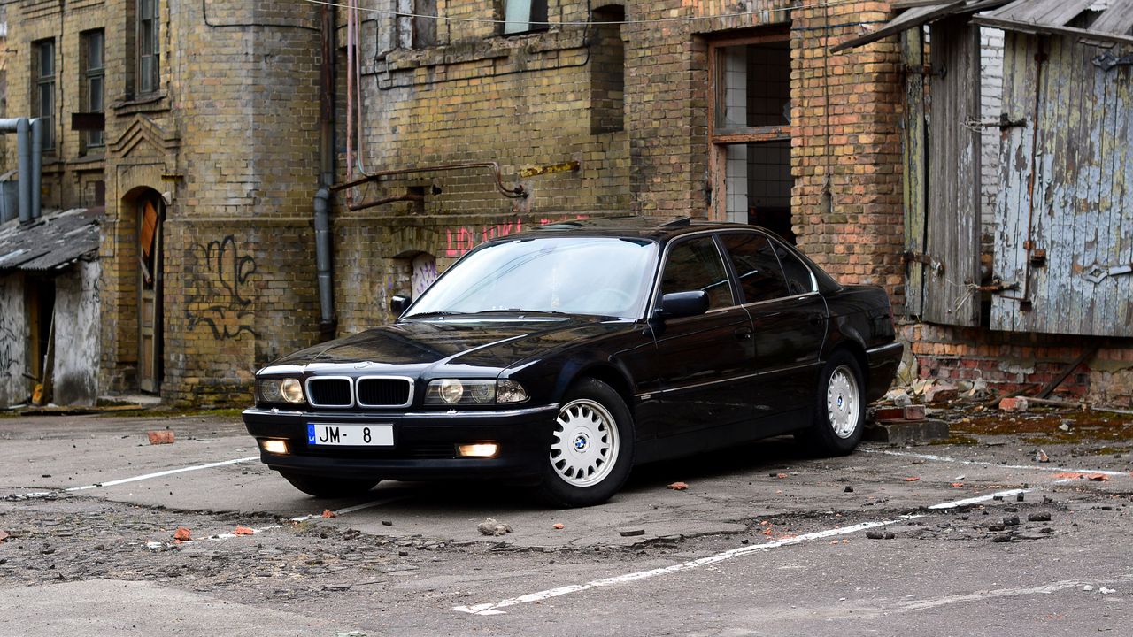 Wallpaper bmw, e38, black, side view