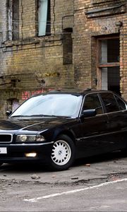 Preview wallpaper bmw, e38, black, side view