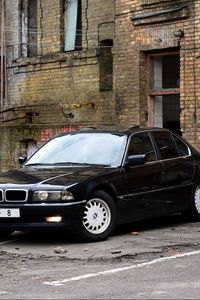 Preview wallpaper bmw, e38, black, side view