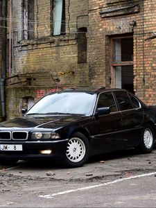 Preview wallpaper bmw, e38, black, side view