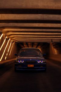 Preview wallpaper bmw e46, bmw, car, blue, tunnel