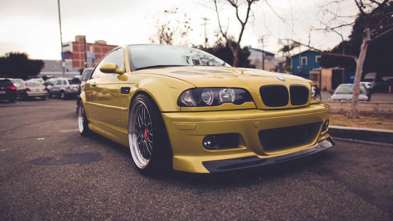 Download wallpaper 1366x768 bmw, e46, gold, front view tablet, laptop ...