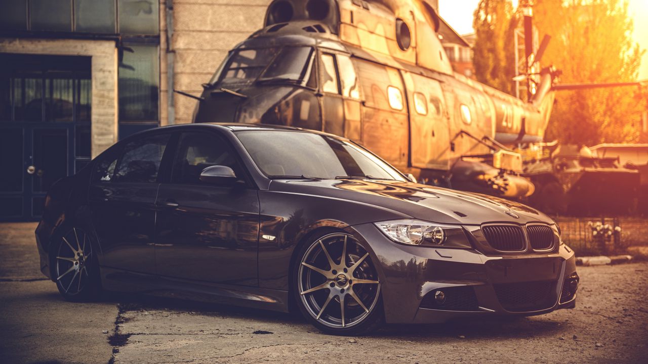 Wallpaper bmw, e90, deep concave, black, helicopter