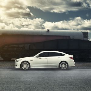 Preview wallpaper bmw f07, bmw, gt, gran turismo, white, side view