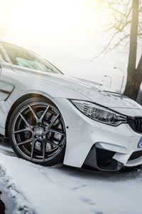 Preview wallpaper bmw, f30, white, headlights, side view