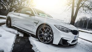 Preview wallpaper bmw, f30, white, headlights, side view