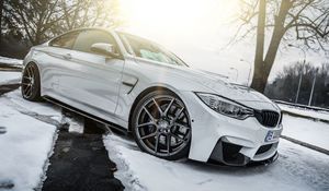 Preview wallpaper bmw, f30, white, headlights, side view