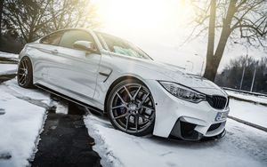 Preview wallpaper bmw, f30, white, headlights, side view