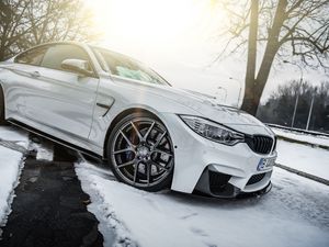 Preview wallpaper bmw, f30, white, headlights, side view