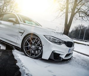 Preview wallpaper bmw, f30, white, headlights, side view
