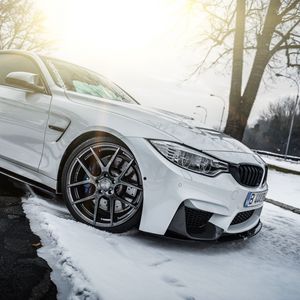 Preview wallpaper bmw, f30, white, headlights, side view