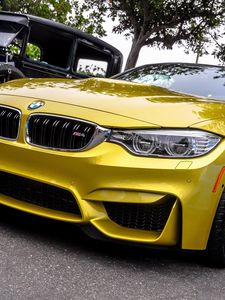 Preview wallpaper bmw, f82, m4, yellow, front bumper
