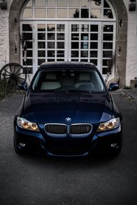 Preview wallpaper bmw, front view, headlights, blue