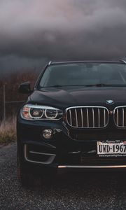 Preview wallpaper bmw, front view, headlights, black