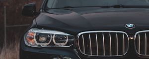 Preview wallpaper bmw, front view, headlights, black