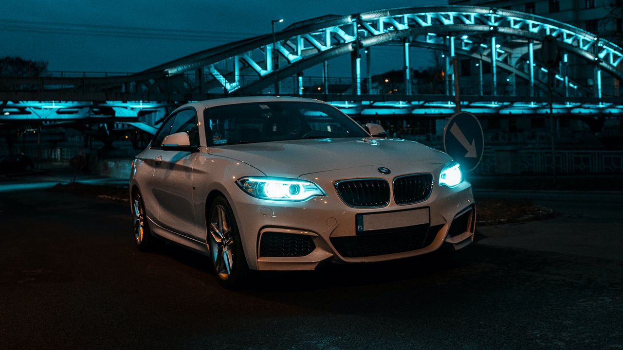 Wallpaper bmw, front view, headlights, white