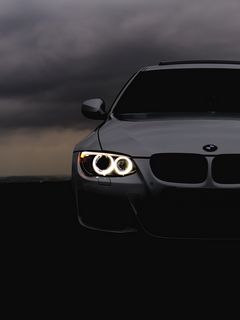 Download wallpaper 240x320 bmw, headlights, car, cloudy, overcast old  mobile, cell phone, smartphone hd background