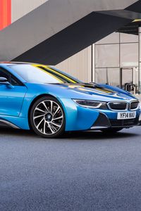 Preview wallpaper bmw, i8, 2015, blue, side view