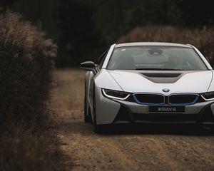 Preview wallpaper bmw i8, bmw, car, white, front view