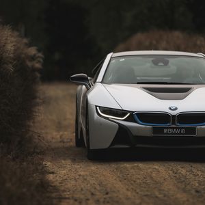 Preview wallpaper bmw i8, bmw, car, white, front view