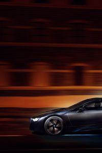 Preview wallpaper bmw i8, bmw, speed, movement, night