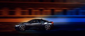 Preview wallpaper bmw i8, bmw, speed, movement, night