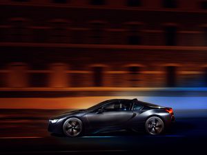 Preview wallpaper bmw i8, bmw, speed, movement, night