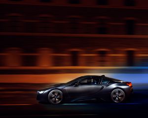 Preview wallpaper bmw i8, bmw, speed, movement, night