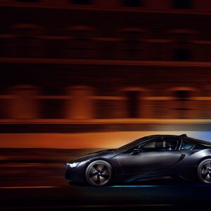 Preview wallpaper bmw i8, bmw, speed, movement, night