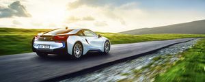 Preview wallpaper bmw, i8, exotic, motion, movement, speed