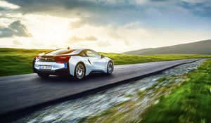 Preview wallpaper bmw, i8, exotic, motion, movement, speed