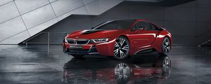 Preview wallpaper bmw, i8, i12, red, side view