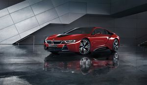 Preview wallpaper bmw, i8, i12, red, side view