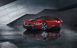 Preview wallpaper bmw, i8, i12, red, side view