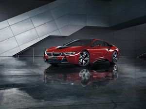 Preview wallpaper bmw, i8, i12, red, side view