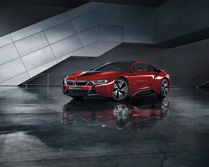 Preview wallpaper bmw, i8, i12, red, side view