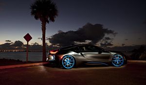 Preview wallpaper bmw i8, night, side view