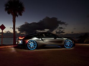 Preview wallpaper bmw i8, night, side view