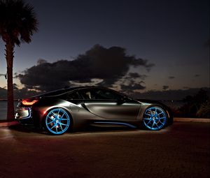Preview wallpaper bmw i8, night, side view