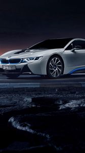 Preview wallpaper bmw, i8, side view, white