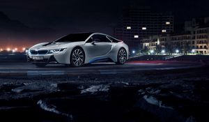 Preview wallpaper bmw, i8, side view, white