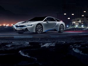 Preview wallpaper bmw, i8, side view, white