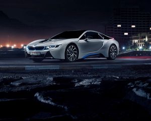 Preview wallpaper bmw, i8, side view, white