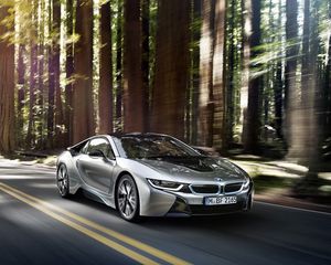 Preview wallpaper bmw, i8, silver, side view