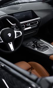 Preview wallpaper bmw, interior, car, steering wheel
