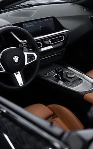 Preview wallpaper bmw, interior, car, steering wheel
