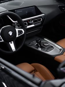 Preview wallpaper bmw, interior, car, steering wheel